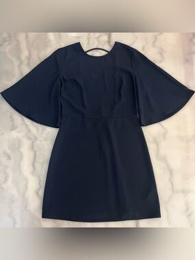 Classic Navy Flutter-Sleeve Dress